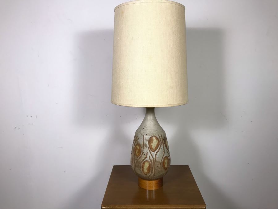 Signed Mid-Century Glazed Art Pottery Table Lamp - Just Added