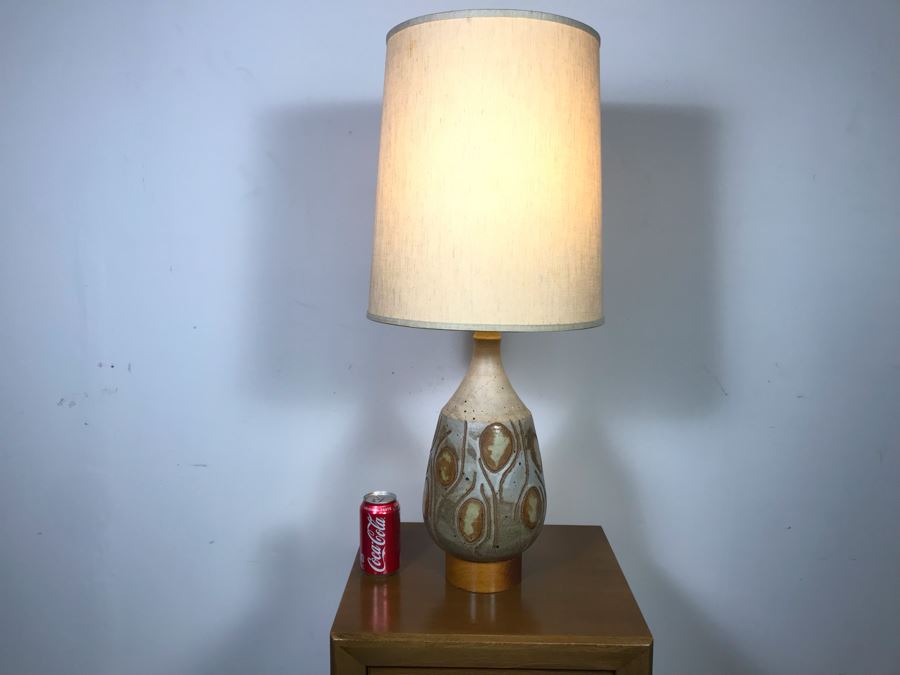 Signed Mid-Century Glazed Art Pottery Table Lamp - Just Added