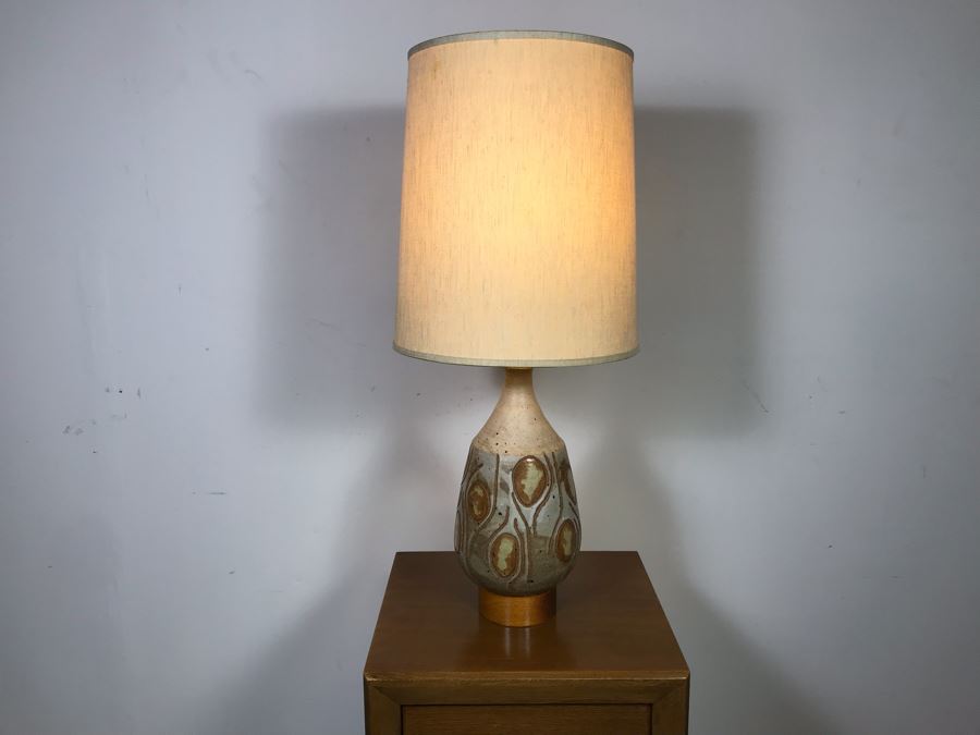 Signed Mid-Century Glazed Art Pottery Table Lamp - Just Added [Photo 7]