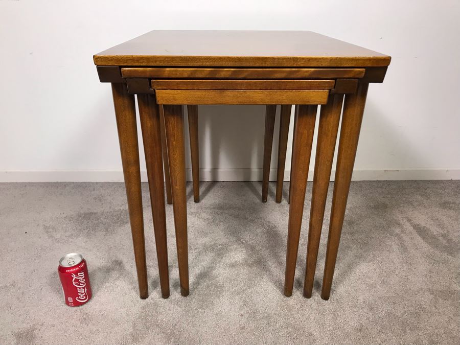 Mid-Century Modern Russel Wright For Conant Ball 8004 1825 Slotted Nesting Tables (3) Tables 20W X 26D X 24H - Just Added [Photo 2]