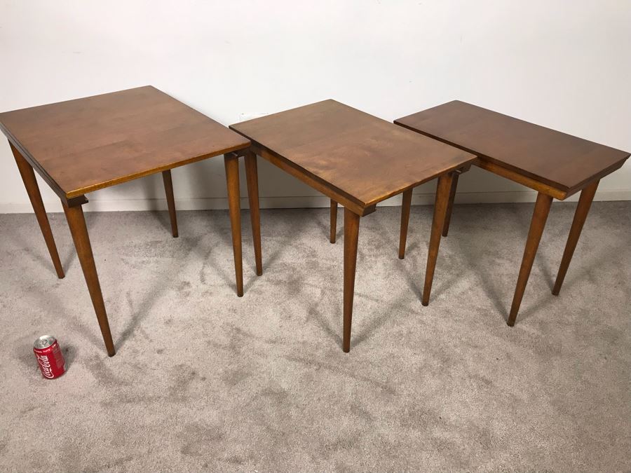 Mid-Century Modern Russel Wright For Conant Ball 8004 1825 Slotted Nesting Tables (3) Tables 20W X 26D X 24H - Just Added [Photo 22]