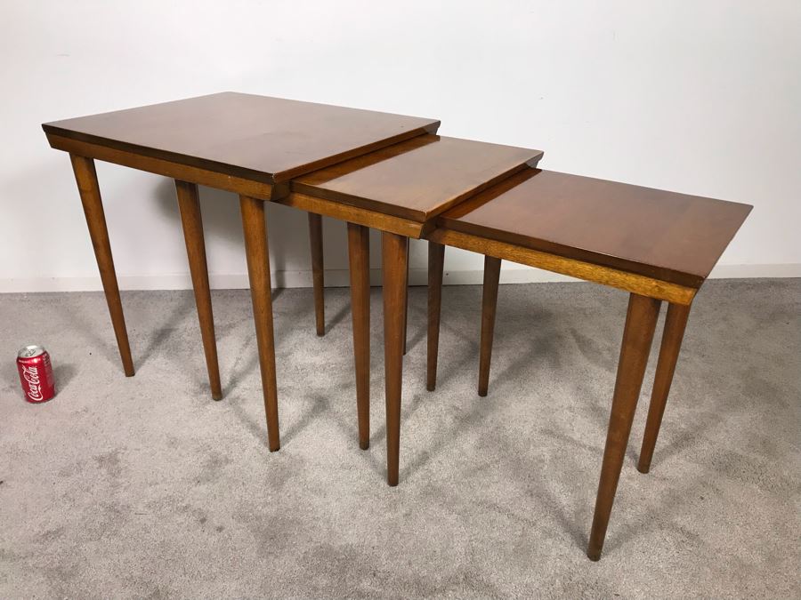 Mid-Century Modern Russel Wright For Conant Ball 8004 1825 Slotted Nesting Tables (3) Tables 20W X 26D X 24H - Just Added [Photo 13]
