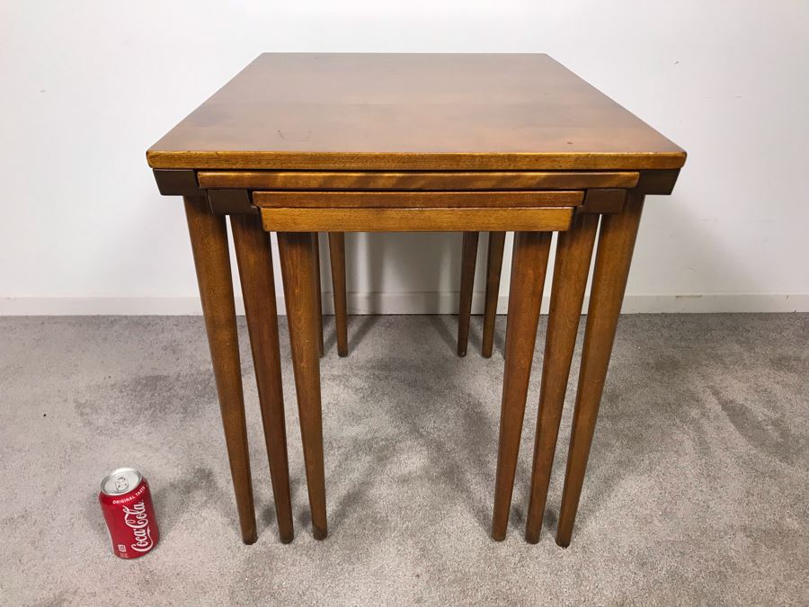 Mid-Century Modern Russel Wright For Conant Ball 8004 1825 Slotted Nesting Tables (3) Tables 20W X 26D X 24H - Just Added [Photo 5]