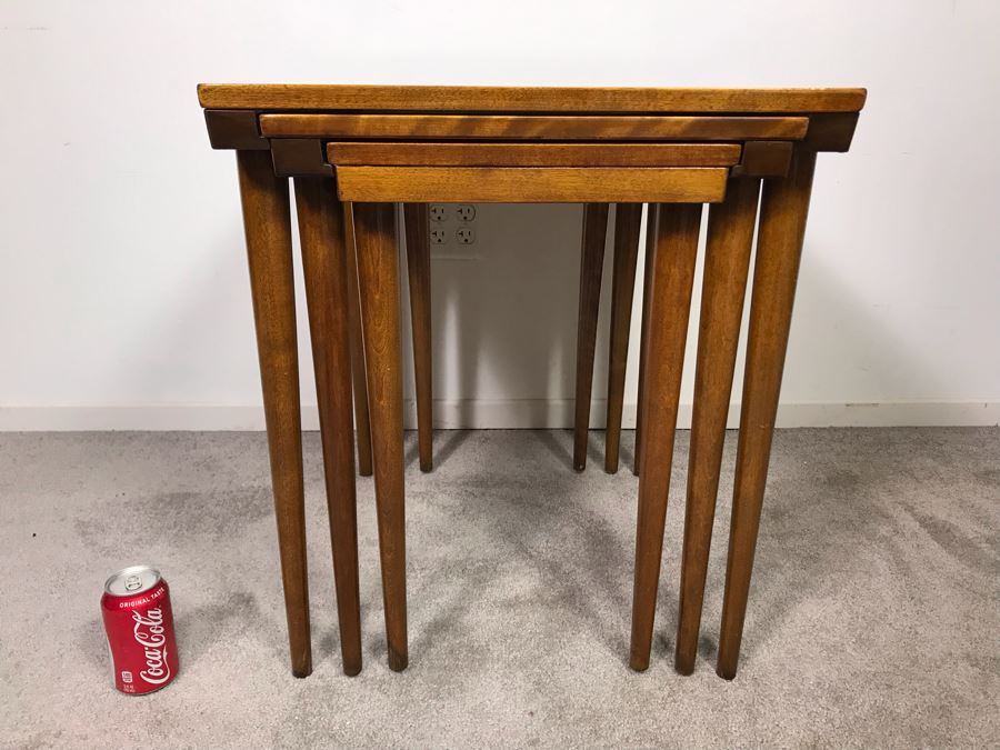 Mid-Century Modern Russel Wright For Conant Ball 8004 1825 Slotted Nesting Tables (3) Tables 20W X 26D X 24H - Just Added [Photo 3]