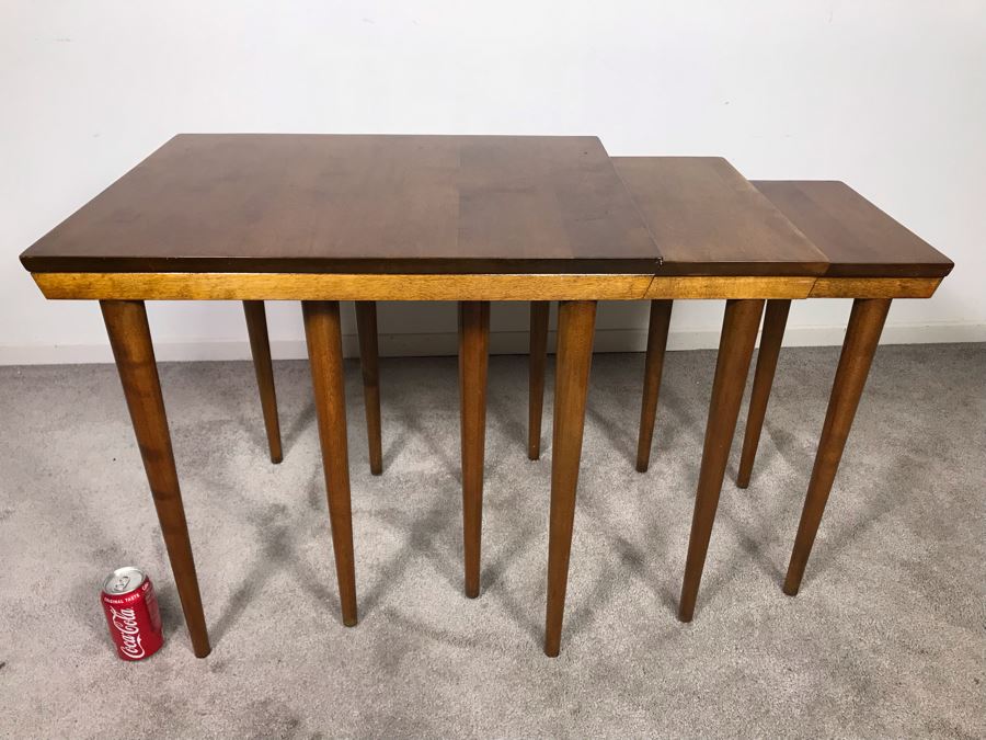 Mid-Century Modern Russel Wright For Conant Ball 8004 1825 Slotted Nesting Tables (3) Tables 20W X 26D X 24H - Just Added [Photo 20]