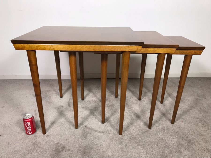 Mid-Century Modern Russel Wright For Conant Ball 8004 1825 Slotted Nesting Tables (3) Tables 20W X 26D X 24H - Just Added [Photo 18]