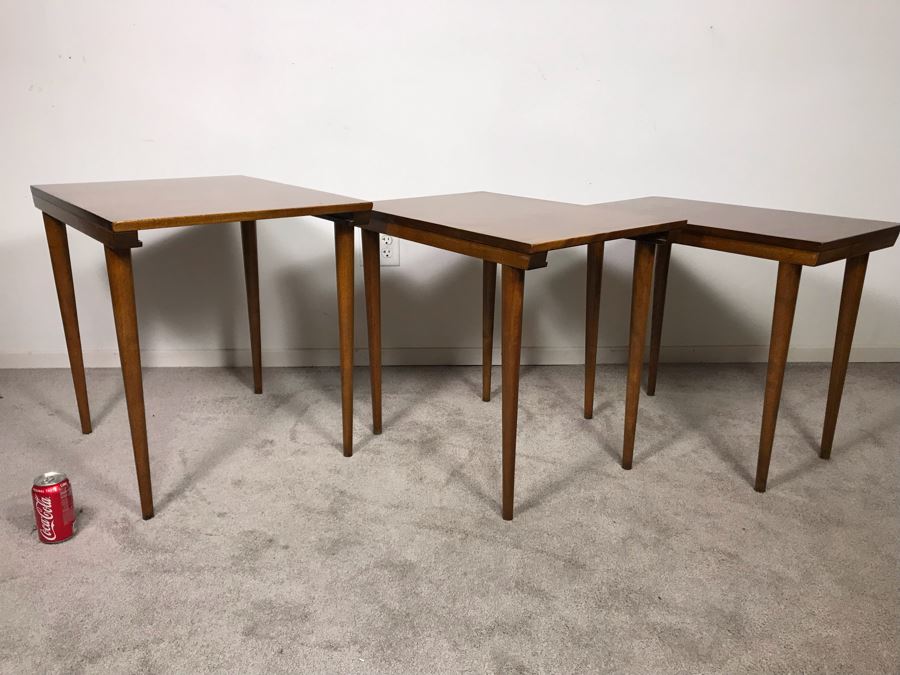Mid-Century Modern Russel Wright For Conant Ball 8004 1825 Slotted Nesting Tables (3) Tables 20W X 26D X 24H - Just Added [Photo 21]