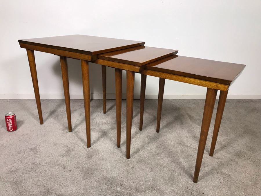 Mid-Century Modern Russel Wright For Conant Ball 8004 1825 Slotted Nesting Tables (3) Tables 20W X 26D X 24H - Just Added [Photo 12]