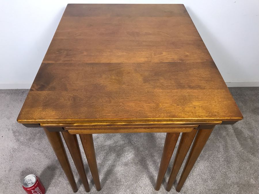 Mid-Century Modern Russel Wright For Conant Ball 8004 1825 Slotted Nesting Tables (3) Tables 20W X 26D X 24H - Just Added [Photo 7]