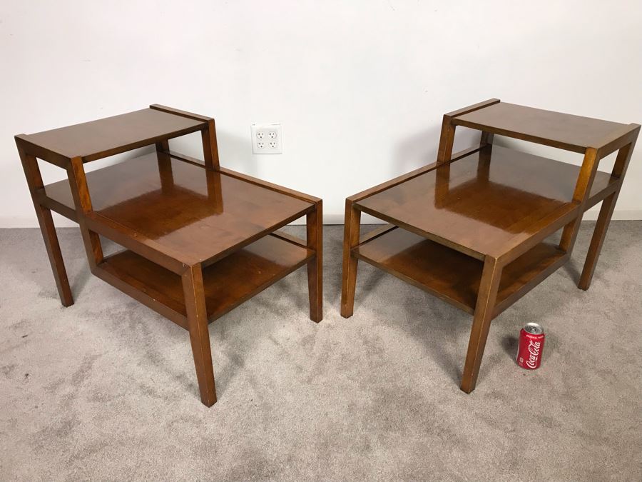 Mid-Century Modern Russel Wright For Conant Ball Stepped Geometric Side Table 8003 624 19W X 29D X 23H - Just Added [Photo 9]