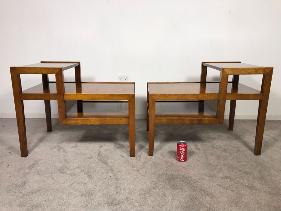 Mid-Century Modern Russel Wright For Conant Ball Stepped Geometric Side Table 8003 624 19W X 29D X 23H - Just Added