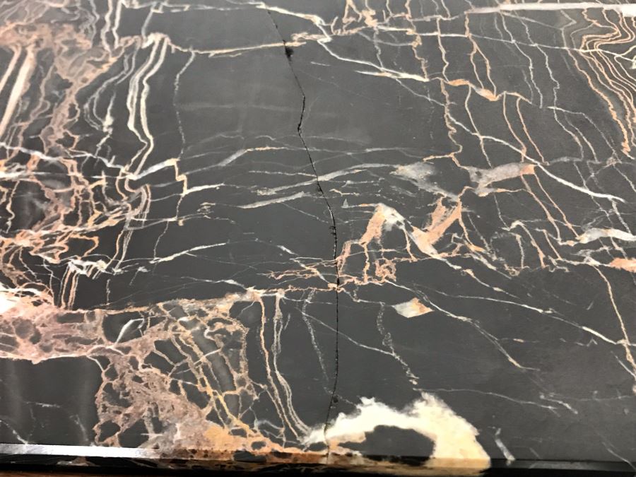 Pair Of Antique Carved Wooden 2-Drawer Side Tables With Marble Tops (Note One Marble Top Has Crack In Marble) 13.5W X 11.5D X 29.5H - Just Added [Photo 7]