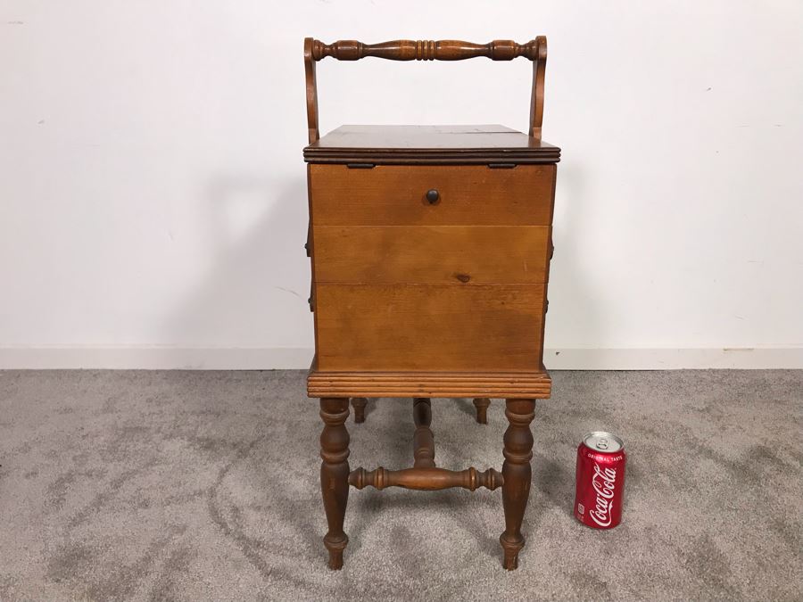 Vintage Wooden Fold Out Accordion Sewing Box With Sewing Supplies 17W (Unfolded) X 12D X 25H  - Just Added [Photo 4]