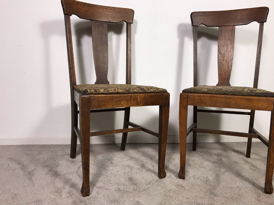 Pair Of Antique Tiger Oak Side Chairs - Just Added [Photo 3]
