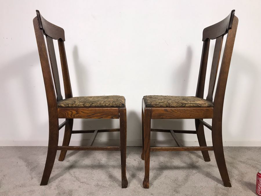Pair Of Antique Tiger Oak Side Chairs - Just Added [Photo 4]