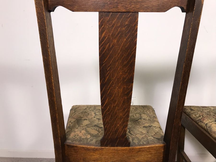 Pair Of Antique Tiger Oak Side Chairs - Just Added [Photo 6]