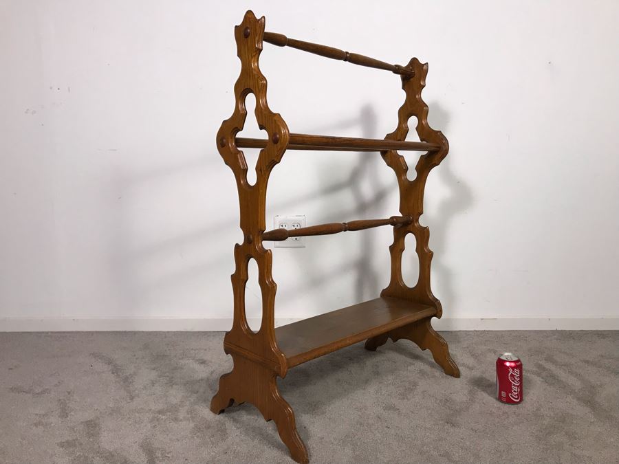 Vintage Wooden Quilt Stand With J.L. Smith San Diego Painted On Bottom - Just Added [Photo 2]