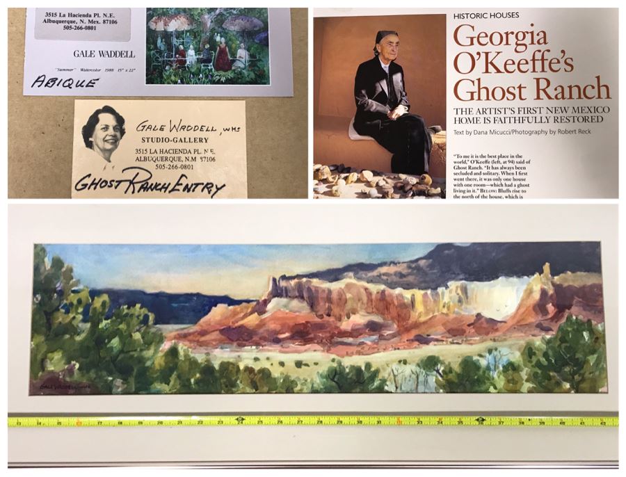 Original Gale Waddell Watercolor Painting Of The Ghost Ranch Entry - Georgia O'Keeffe New Mexico Home 29W X 8H - Just Added