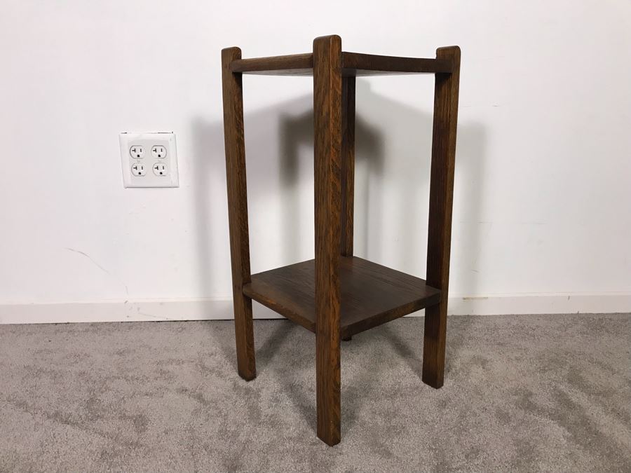 Vintage Oak Side Table 11W X 24H - Just Added [Photo 5]