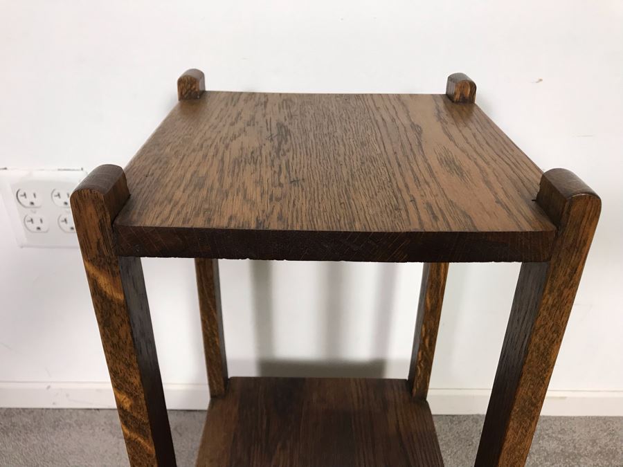 Vintage Oak Side Table 11W X 24H - Just Added [Photo 4]