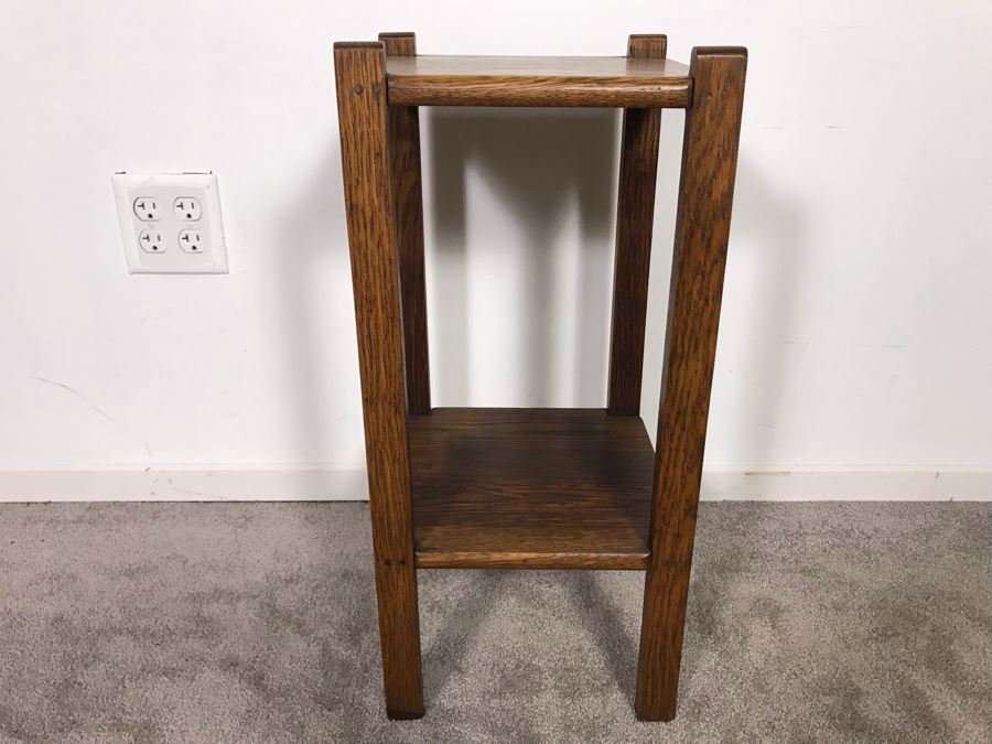Vintage Oak Side Table 11W X 24H - Just Added [Photo 6]