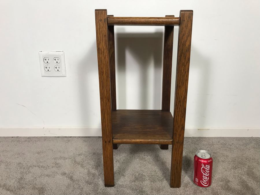 Vintage Oak Side Table 11W X 24H - Just Added [Photo 7]