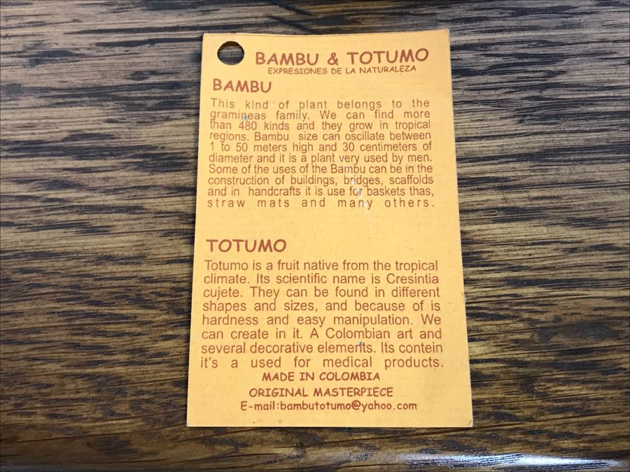 Bambu & Totumo Colombian Organic Table Lamp 20H - Just Added [Photo 7]