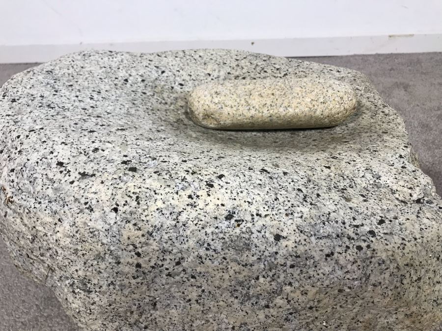 Huge Native American Natural Stone Metate And Mano Grinding Stone Well Used - Very Heavy To Lift 15W X 16D X 8H - Just Added [Photo 23]