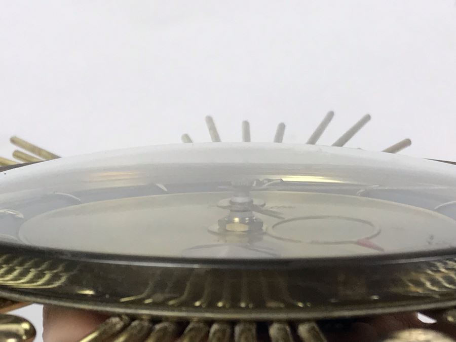 Mid-Century Sunburst Metal Wall Clock By Forestville - Converted To Battery Powered Movement 26W - Just Added [Photo 9]