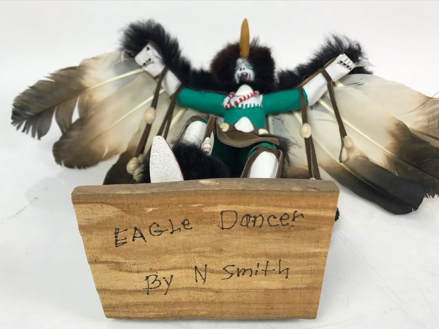 Signed Native American Eagle Dancer Kachina Doll By N. Smith 15W X 13.5H - Just Added [Photo 13]