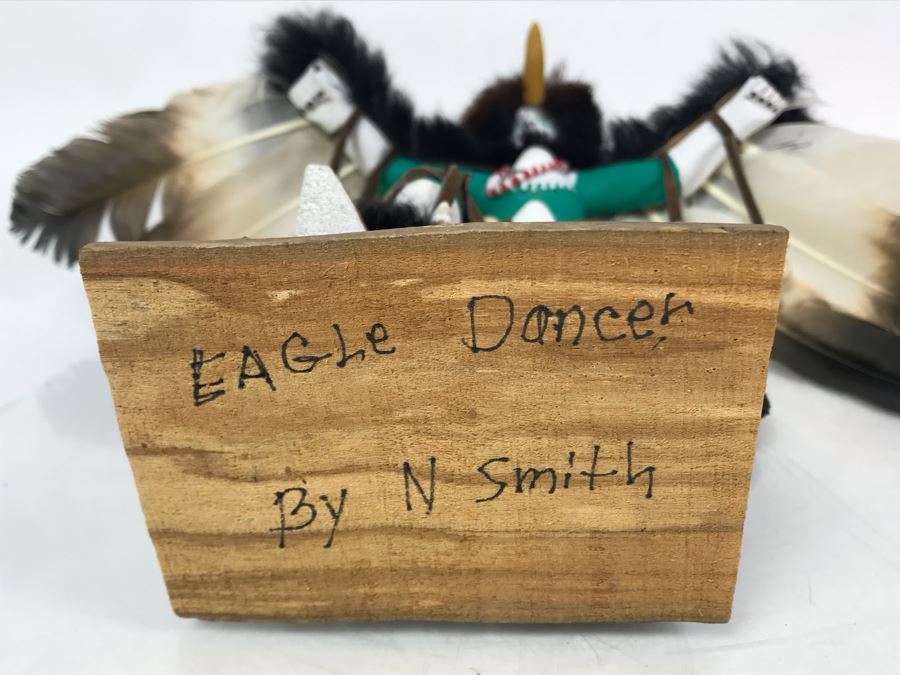 Signed Native American Eagle Dancer Kachina Doll By N. Smith 15W X 13.5H - Just Added [Photo 12]