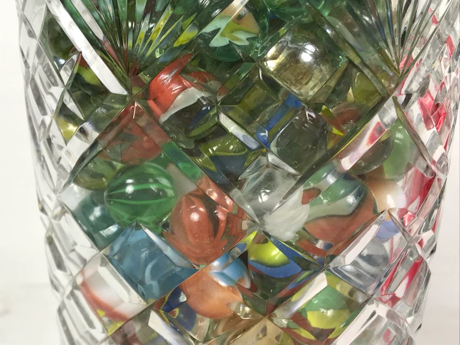Vintage Marbles Grab Bag In Crystal Vase 4.5W X 8H - Just Added [Photo 11]