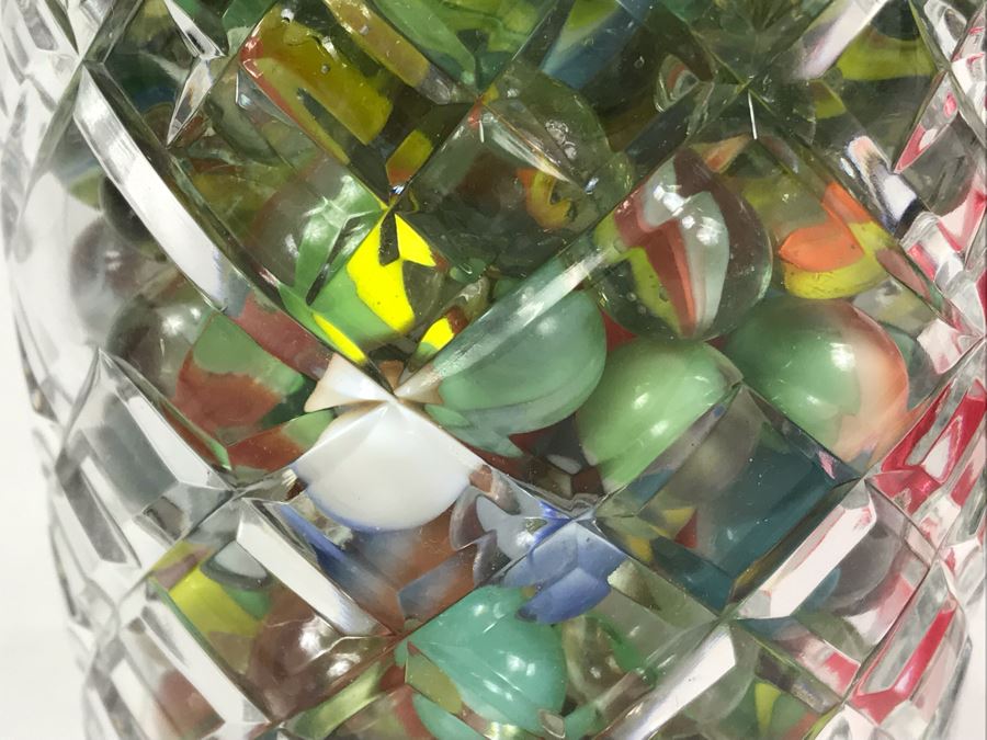 Vintage Marbles Grab Bag In Crystal Vase 4.5W X 8H - Just Added [Photo 9]