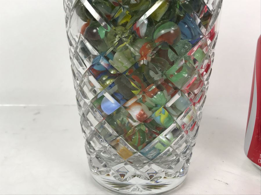 Vintage Marbles Grab Bag In Crystal Vase 4.5W X 8H - Just Added [Photo 5]