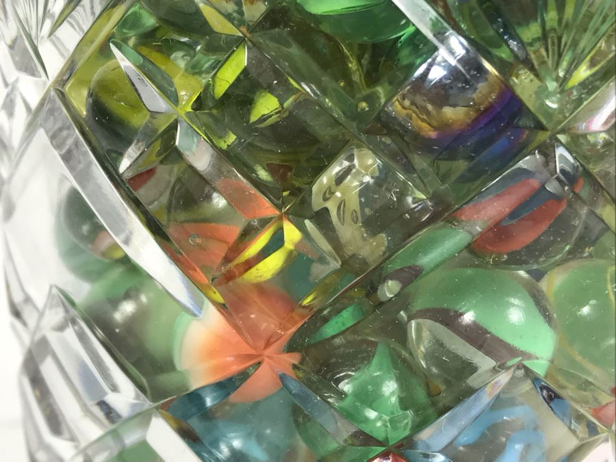 Vintage Marbles Grab Bag In Crystal Vase 4.5W X 8H - Just Added [Photo 7]