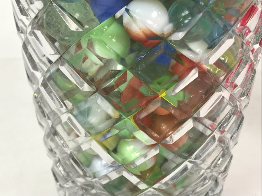 Vintage Marbles Grab Bag In Crystal Vase 4.5W X 8H - Just Added [Photo 14]