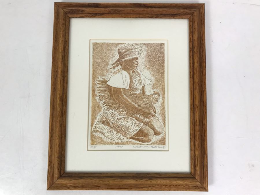 Vintage 1990 Hand Signed Yvonne Browne San Francisco Artist Proof Etching 5 X 7 - Just Added [Photo 2]