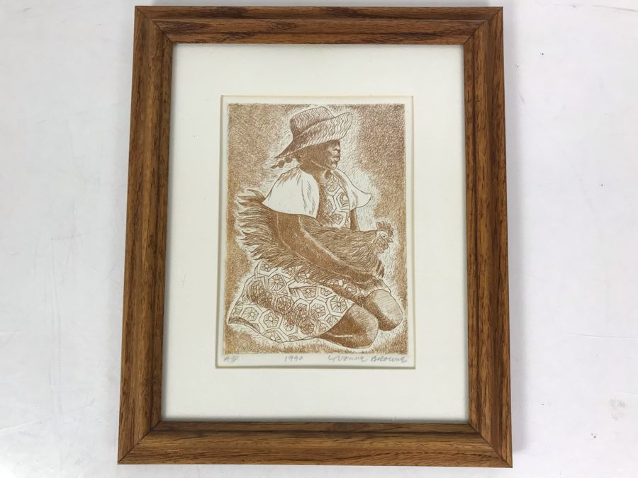 Vintage 1990 Hand Signed Yvonne Browne San Francisco Artist Proof Etching 5 X 7 - Just Added [Photo 3]