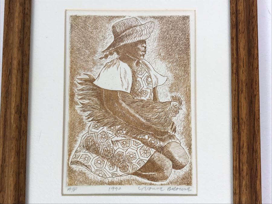 Vintage 1990 Hand Signed Yvonne Browne San Francisco Artist Proof Etching 5 X 7 - Just Added [Photo 1]