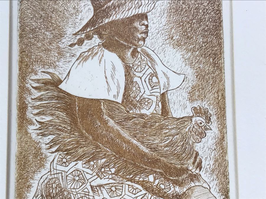 Vintage 1990 Hand Signed Yvonne Browne San Francisco Artist Proof Etching 5 X 7 - Just Added [Photo 5]