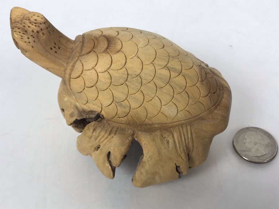 Carved Wooden Indonesian Sea Turtle 4.5W X 3H - Just Added [Photo 7]