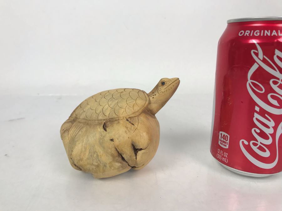 Carved Wooden Indonesian Sea Turtle 4.5W X 3H - Just Added