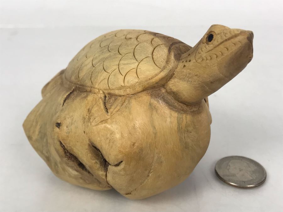 Carved Wooden Indonesian Sea Turtle 4.5W X 3H - Just Added [Photo 4]