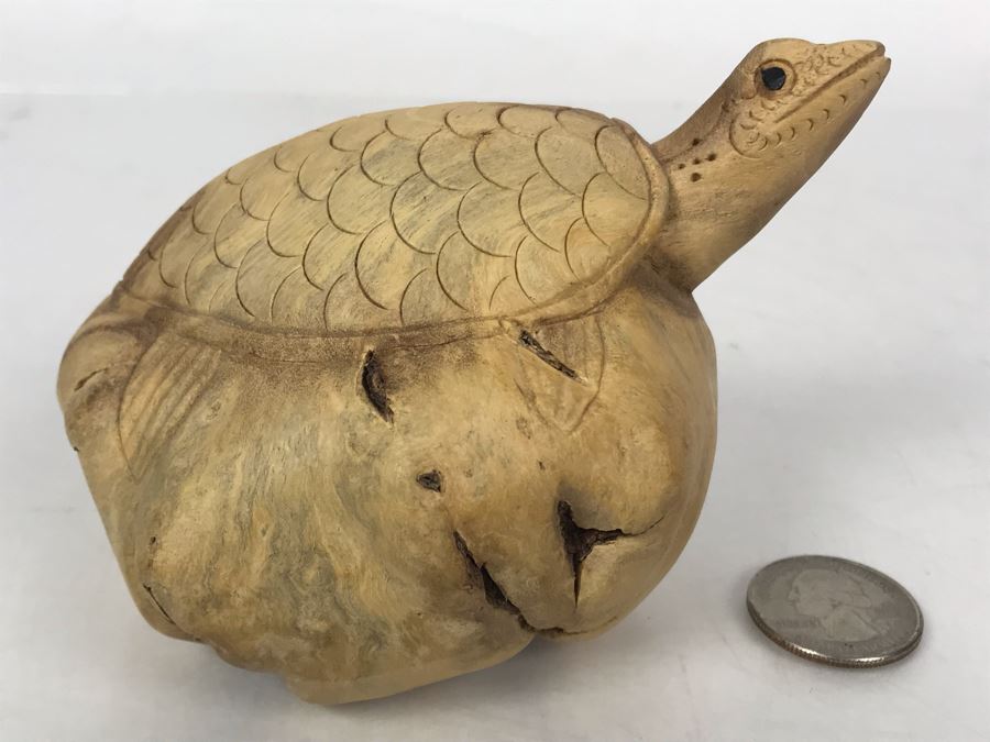 Carved Wooden Indonesian Sea Turtle 4.5W X 3H - Just Added [Photo 3]