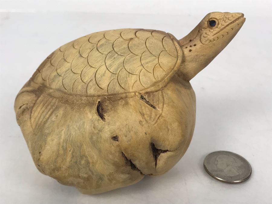 Carved Wooden Indonesian Sea Turtle 4.5W X 3H - Just Added [Photo 2]