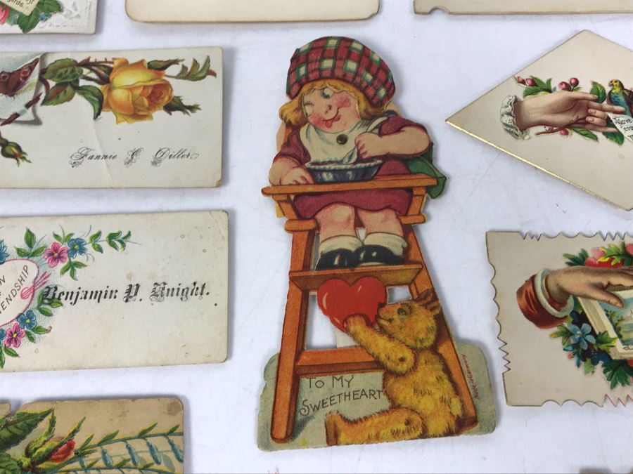 Large Collection Of Antique Calling Cards Visiting Cards Compliments Cards Victorian Showing Some Samples Plus Box At Top Is Filled - See Photos - Just Added [Photo 22]