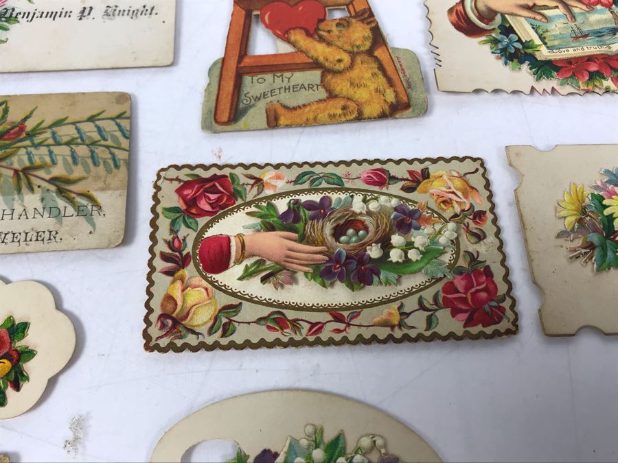 Large Collection Of Antique Calling Cards Visiting Cards Compliments Cards Victorian Showing Some Samples Plus Box At Top Is Filled - See Photos - Just Added [Photo 8]