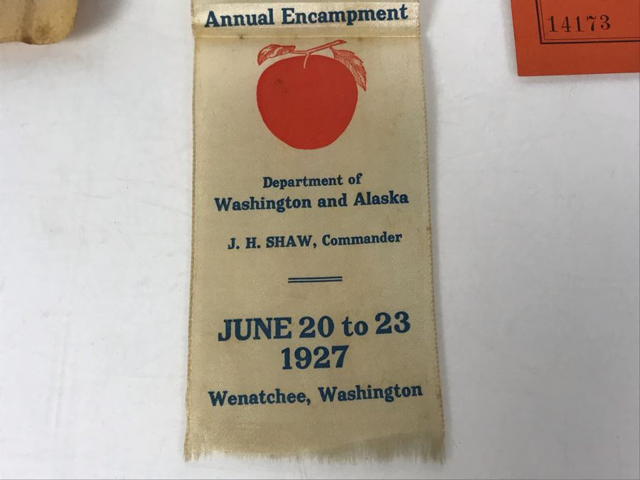 Antique 1902 First Class Passage Railroad Tickets Southern Indiana Railway, Old Photo Postcard Train Office Of Saint Charles Air Line RR Chicago, Old RR Passenger Just Married Paper & Grand Army Of The Republic Women's Relief Corp Ribbon - Just Added [Photo 13]