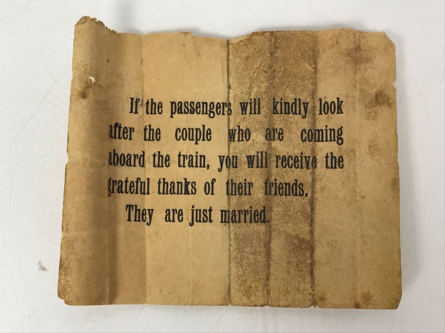 Antique 1902 First Class Passage Railroad Tickets Southern Indiana Railway, Old Photo Postcard Train Office Of Saint Charles Air Line RR Chicago, Old RR Passenger Just Married Paper & Grand Army Of The Republic Women's Relief Corp Ribbon - Just Added [Photo 10]