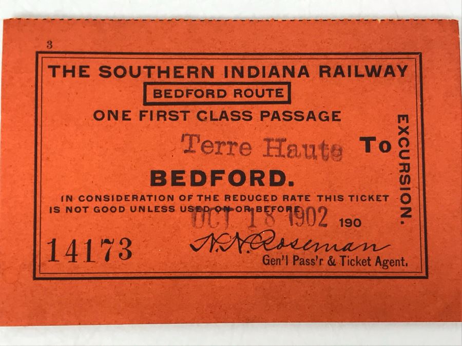 Antique 1902 First Class Passage Railroad Tickets Southern Indiana Railway, Old Photo Postcard Train Office Of Saint Charles Air Line RR Chicago, Old RR Passenger Just Married Paper & Grand Army Of The Republic Women's Relief Corp Ribbon - Just Added [Photo 4]